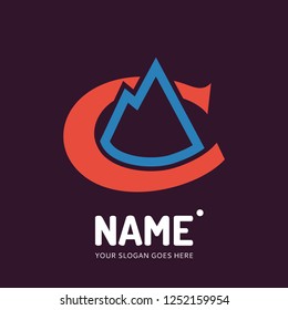 The mountains and letter C. Vector logo design. Business concept icon.