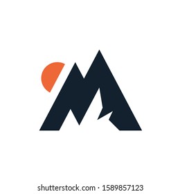 Mountains as letter M vector icon.