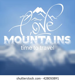 mountains lettering. mountain icon