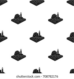 Mountains, lighthouse and Sea . Relief and mountains single icon in black style isometric vector symbol stock illustration web.