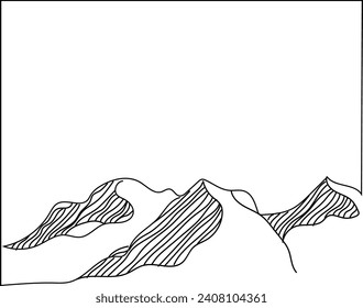 mountains in line art with additional space for logo, text and various layouts