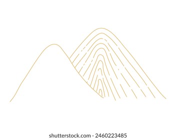 Mountains line art hand drawn illustration. Dragon Boat Festival, Mid Autumn Festival, traditional holiday clip art, card, banner, poster element. Asian style design, isolated vector.