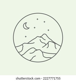 mountains line art logo design minimalist illustration icon