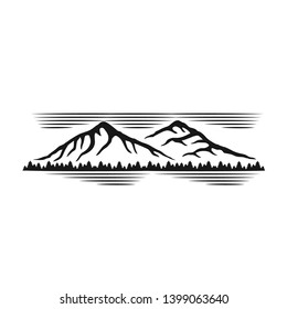 Mountains Line Art Vector Illustration