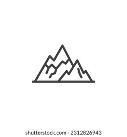 Icono de línea de las montañas. signo de estilo lineal para concepto móvil y diseño web. Icono de vector de contorno de las montañas. Símbolo, ilustración del logotipo. Gráficos vectoriales