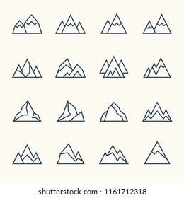 Mountains line icons