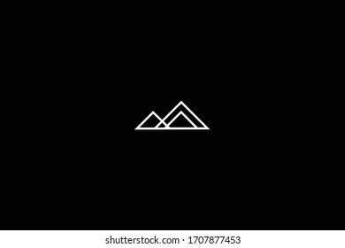 Mountains line icons, with peaks. Vector logo.monoline logo black and white.