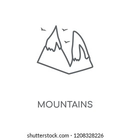 Mountains linear icon. Mountains concept stroke symbol design. Thin graphic elements vector illustration, outline pattern on a white background, eps 10.