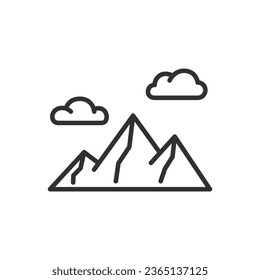 Mountains, linear icon. Line with editable stroke