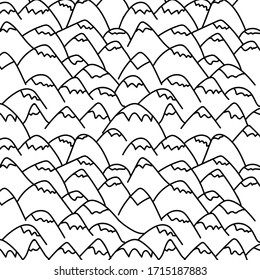 Mountains linear silhouette background. Mountain peaks Wallpaper. Mountainous terrain contour illustration