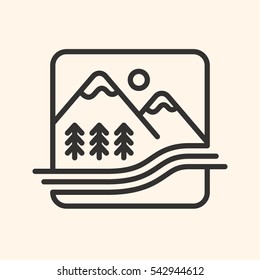 Mountains linear vector icon.