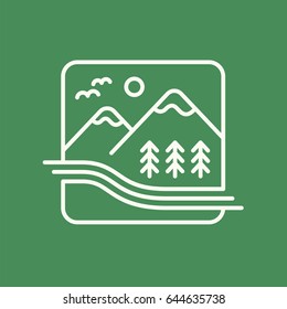 Mountains Linear Vector Icon.