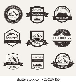 Mountains logo badge icons vector eps label art black pick flat web sign