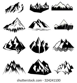 Mountains logo design icons set