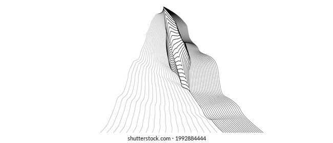 Diseño del logo de las montañas . Ilustración vectorial de arte de línea.