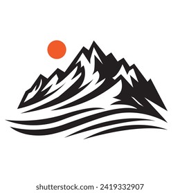 Logo de las montañas. Plantilla de diseño, aislado, ilustración vectorial