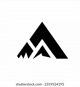 Mountains logo design with three letter A and seven peaks concept.