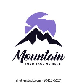 Plantilla vectorial de diseño del logotipo de las montañas aislada en fondo blanco