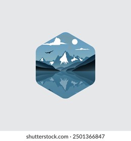 Mountains logo design vector template Pro Vector