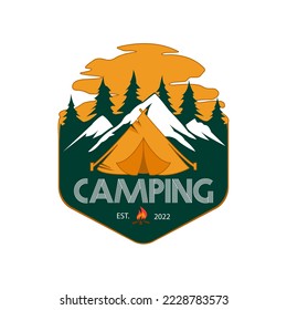Mountains logo design vector. mountains winter camping template icon for logo.