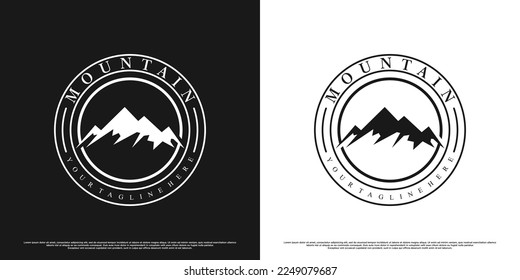 Mountains logo design with vintage unique concept Premium Vector