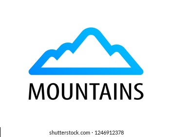 Mountains logo emblem for tour decoration. Vector illustration blue color of travel to Mountains.