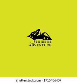 Mountains logo emblem vector illustration. Outdoor adventure expedition, mountains silhouette shirt, print stamp. Vintage typography.