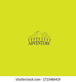 Mountains logo emblem vector illustration. Outdoor adventure expedition, mountains silhouette shirt, print stamp. Vintage typography.