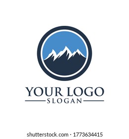 Mountains logo emblem vector illustration.