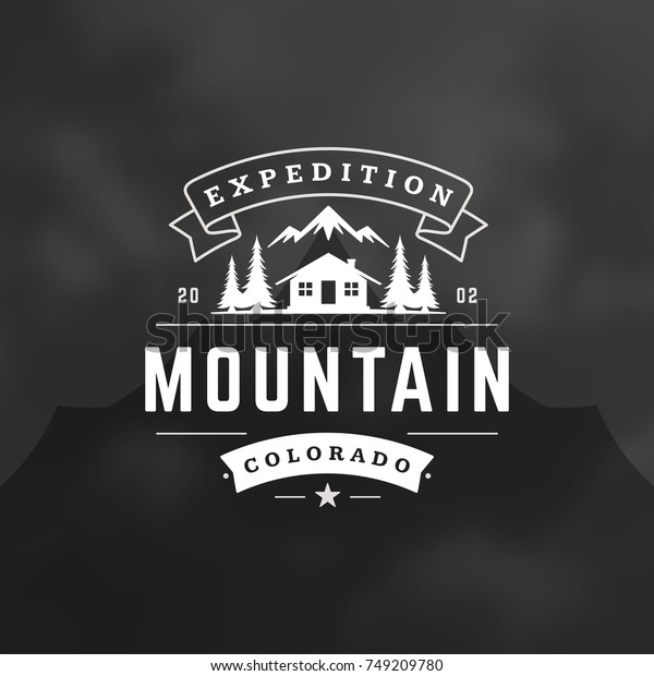 Mountains Logo Emblem Vector Illustration Outdoor Stock Vector (Royalty ...