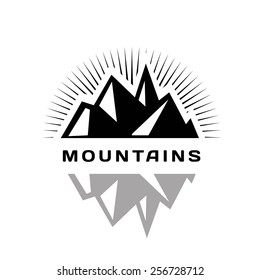Mountains logo for a firm, company or corporation, travel agency. Place for text