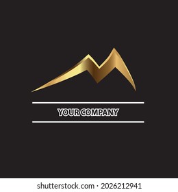 mountains logo golden. vector illustration. gold elegant flat image of mountains. vector logo