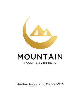 mountains logo golden. vector illustration. flat image of mountains. vector logo