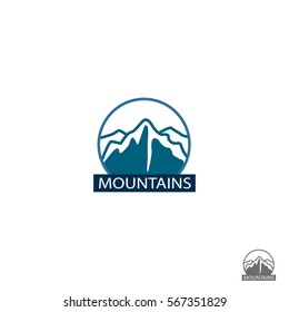 Mountains logo, icon Vector Illustration, Graphic Design For Web, Websites, App, Print, Presentation Templates, Mobile Applications And Promotional Materials. Different Shape