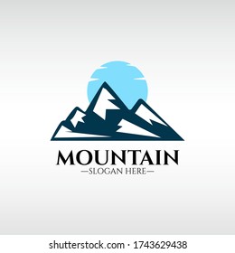 Mountains logo illustration, outdoor adventure. Illustration Peak, hill or expedition logo. Simple and minimalist style