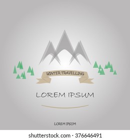 Mountains  logo on a gray background with place for text