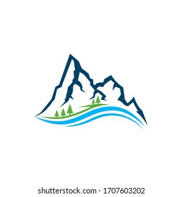 Mountains logo. Logo outdoor adventure in mountain. Vector illustration