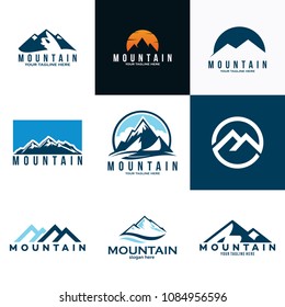 mountains logo set icon vector