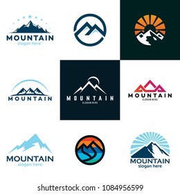 mountains logo set icon vector