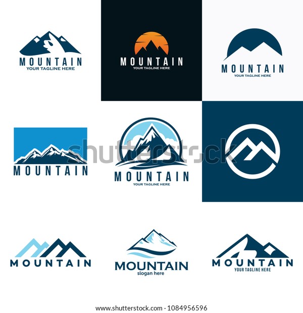 Mountains Logo Set Icon Vector Stock Vector (Royalty Free) 1084956596