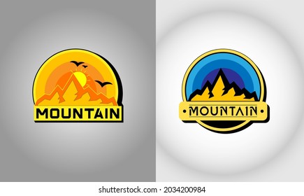 mountains logo, Set of vintage badgelogo design, retro badge design for logo, banner, tag, insignia, emblem, label element