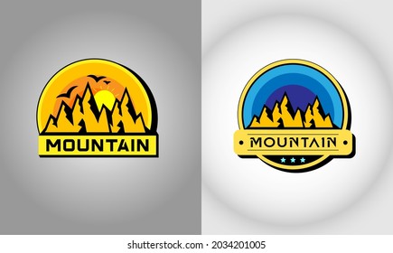 mountains logo, Set of vintage badgelogo design, retro badge design for logo, banner, tag, insignia, emblem, label element