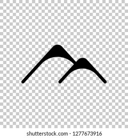 Mountains logo, simple icon. Black symbol on transparent background