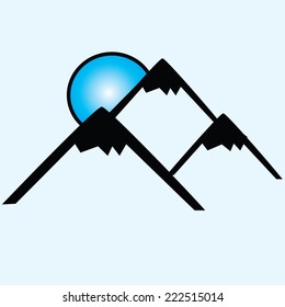 mountains logo snow winter blue back illustration
