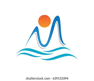 Mountains logo and sun