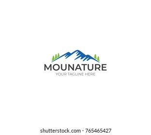 Mountains Logo Template. Nature and Forest Vector Design. Landscape Illustration