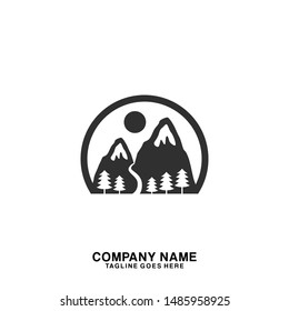 Mountains Logo Template. Outdoor adventure badges and hunting logo.