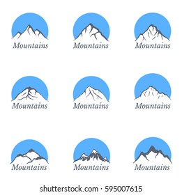 Mountains logo, vector illustration set