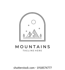 mountains logo vector line art symbol illustration design