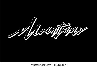 mountains logo. Vector logotype template. Hand drawn lettering